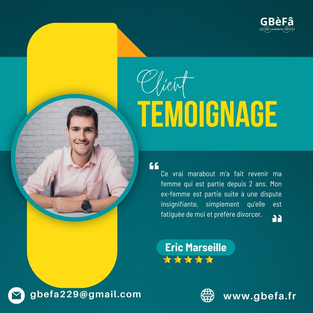 Témoignage du Mr Eric depuis Marseille sur PROPHETE GBEFA